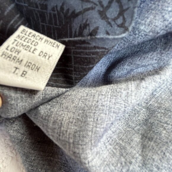 Pierre Cardin Mens Button Up Shirt Large Black Palm Trees Print Hawaiian Rayon - Picture 5 of 8